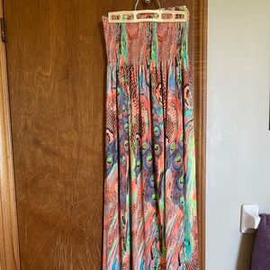 Colourful Peacock Strapless Peacock Dress